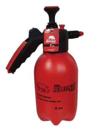 A red Rhino pressure spray bottle.