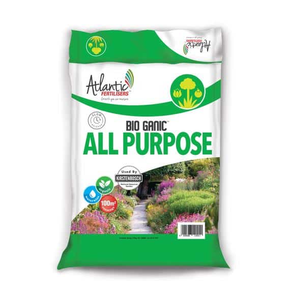 A bag of Atlantic Fertilisers Bio Ganic All Purpose fertiliser.