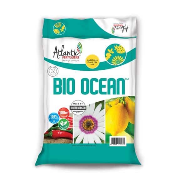 A bag of Atlantic Fertilisers Bio Ocean fertiliser for gardens.