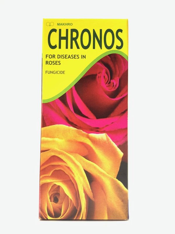 A box of Chronos fungicide for disease in roses, with red and yellow roses on the cover illustration.