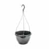 Medium-sized black plastic hanging plant pot with hook.