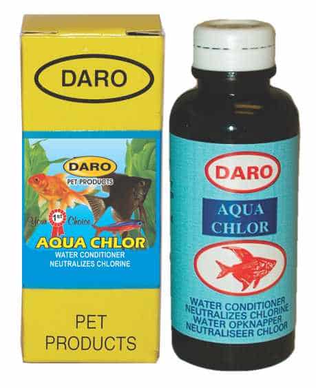 A close-up of the package and bottle of Daro Aqua Chlorine.