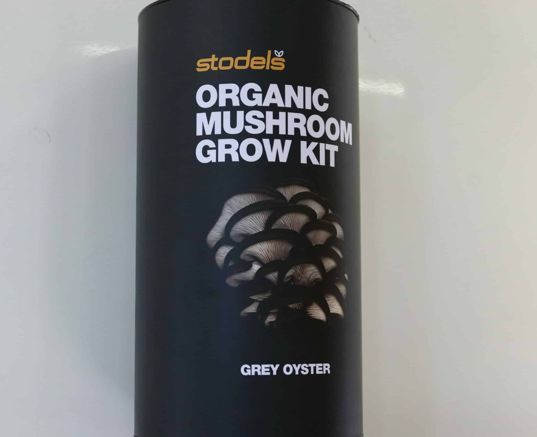 Stodels organic mushroom grow kit grey oyster in a black tube