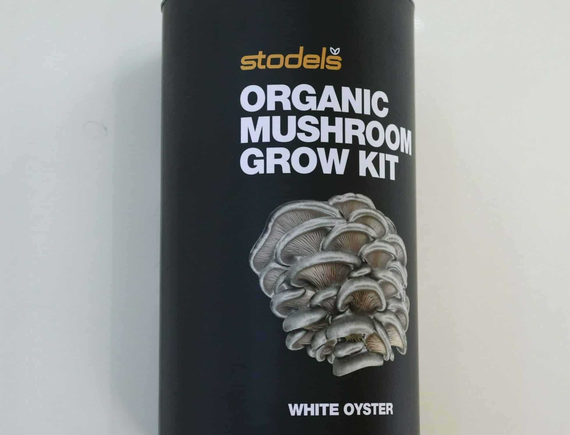 Stodels organic mushroom grow kit for white oyster in a black tube