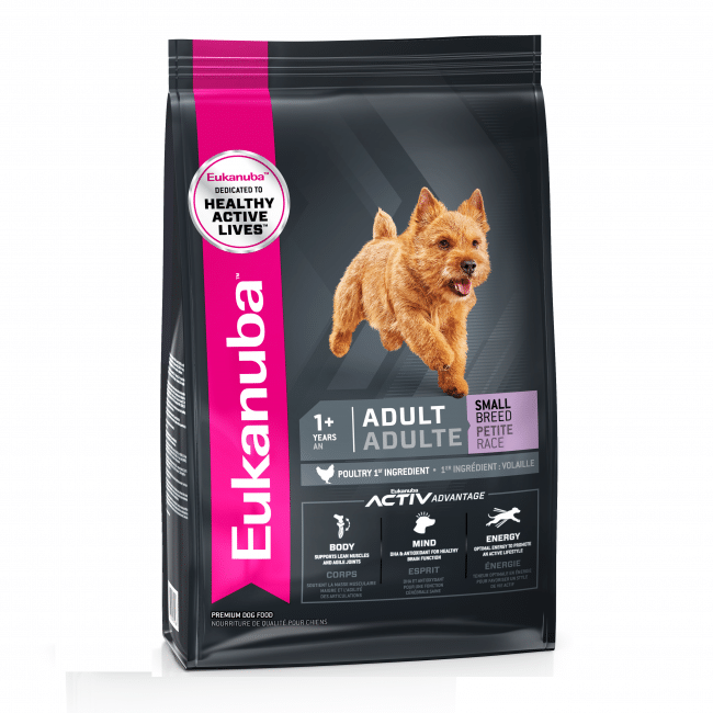 A 9kg bag of the Eukanuba Adult dog food for Small Breeds.