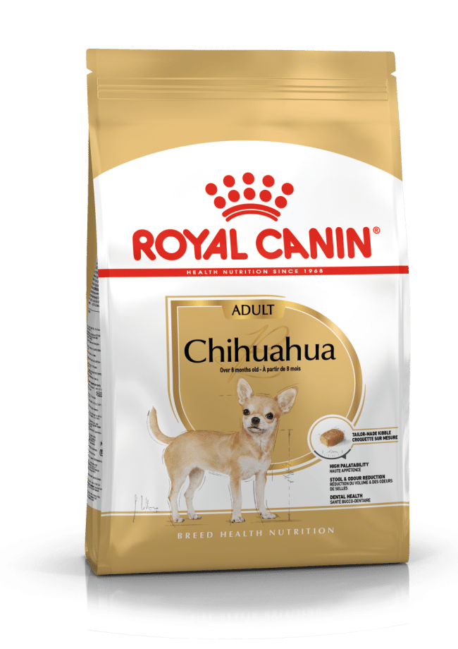 A 1.5kg bag of Royal Canin adult Chihuahua dog food.