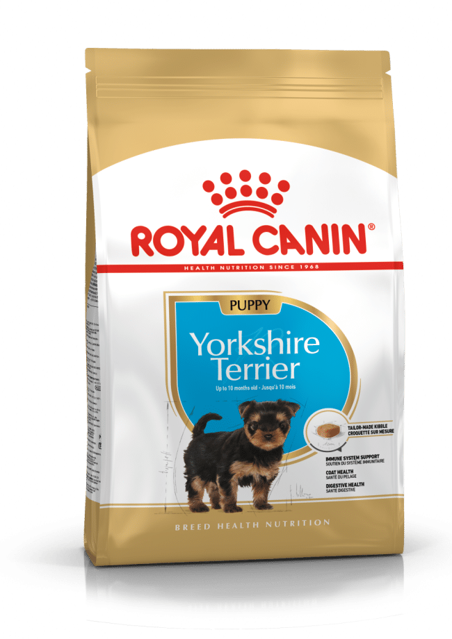 A 1.5kg bag of Royal Canin Yorkshire Terrier puppy dog food.