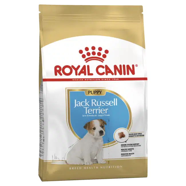 A 1.5kg bag of Royal Canin Jack Russell Terrier puppy dog food.