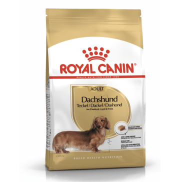 A bag of Royal Canin Daschund adult dog food.