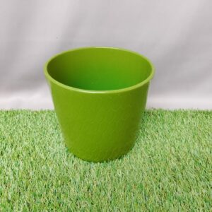 POT COVER CERAMIC LINA OLIVE GREEN GLOSS FEATHER 16.5 CM