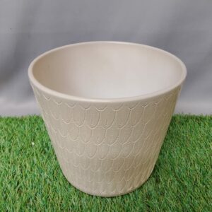 POT COVER CERAMIC LINA BROWN BEIGE LASUR FEATHER 16.5 CM