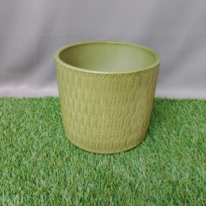 POT COVER CERAMIC EVA PISTACHIO LASUR FEATHER 16.5 CM