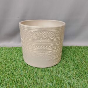 POT COVER CERAMIC EVA BROWN BEIGE LASUR TRIBAL 16.5 CM