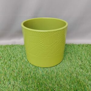 POT COVER CERAMIC EVA BAMBOO GREEN GLOSS BIG LEAF 16.5 CM